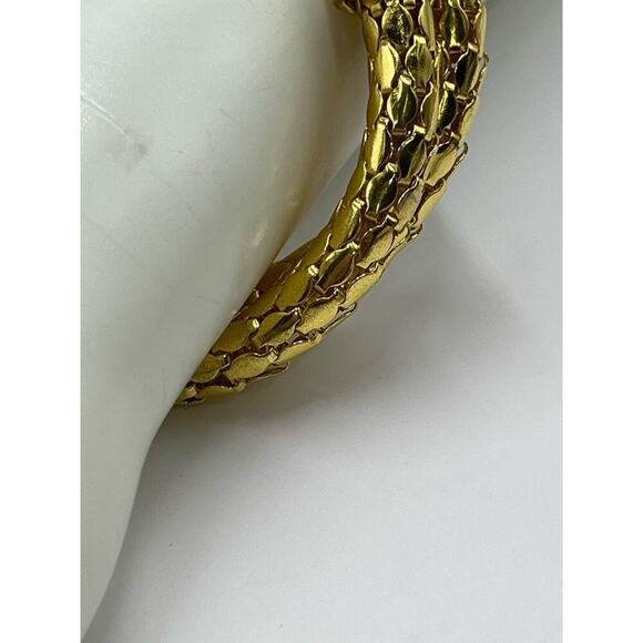Vintage Golden Mesh Stretch Black Eye Rhinestone Egyptian Snake Coil Bracelet - Picture 14 of 14